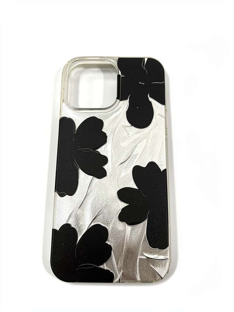 CASE 14 PRO MAX FLORES NEGRAS
