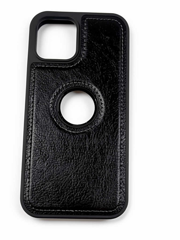 iPhone 12 normal/12 proForro negro tipo cuero