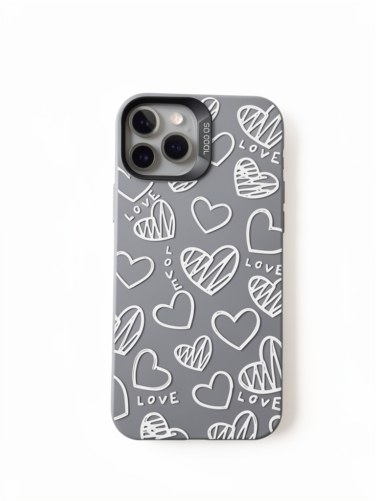iPhone 12 normal/12 pro Case corazones gris
