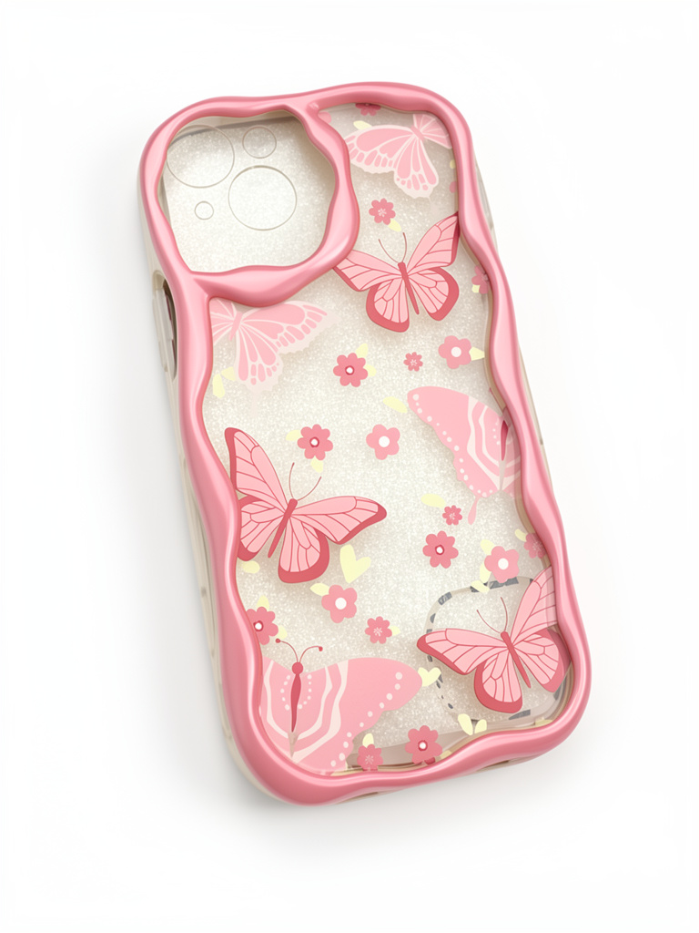 iPhone 14/15 plus Case mariposas rosado