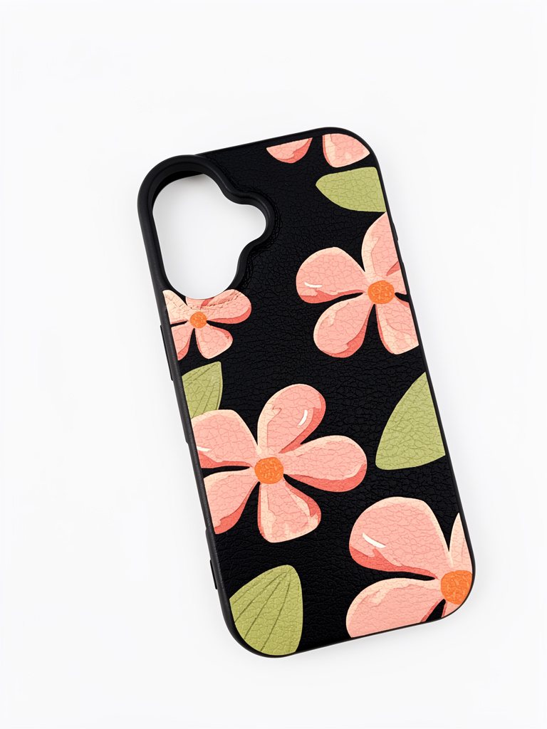 iPhone 16 normal Funda floral negra