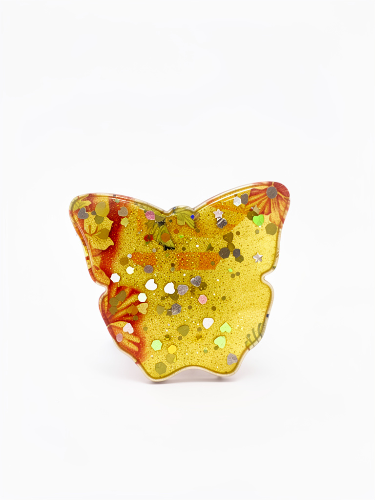 popsocket mariposa dorado con glitter