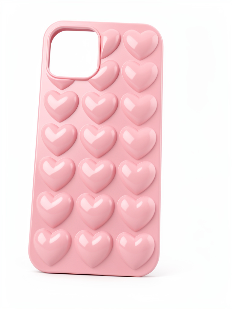 IPhone 12 normal/ 12 pro Funda rosada corazones