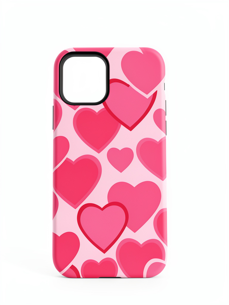 iPhone 12normal/ 12 pro Case corazones rosado