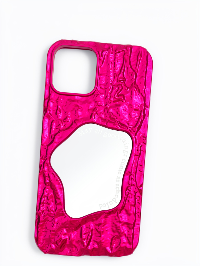 iPhone 12 normal/12proFunda fucsia con espejo