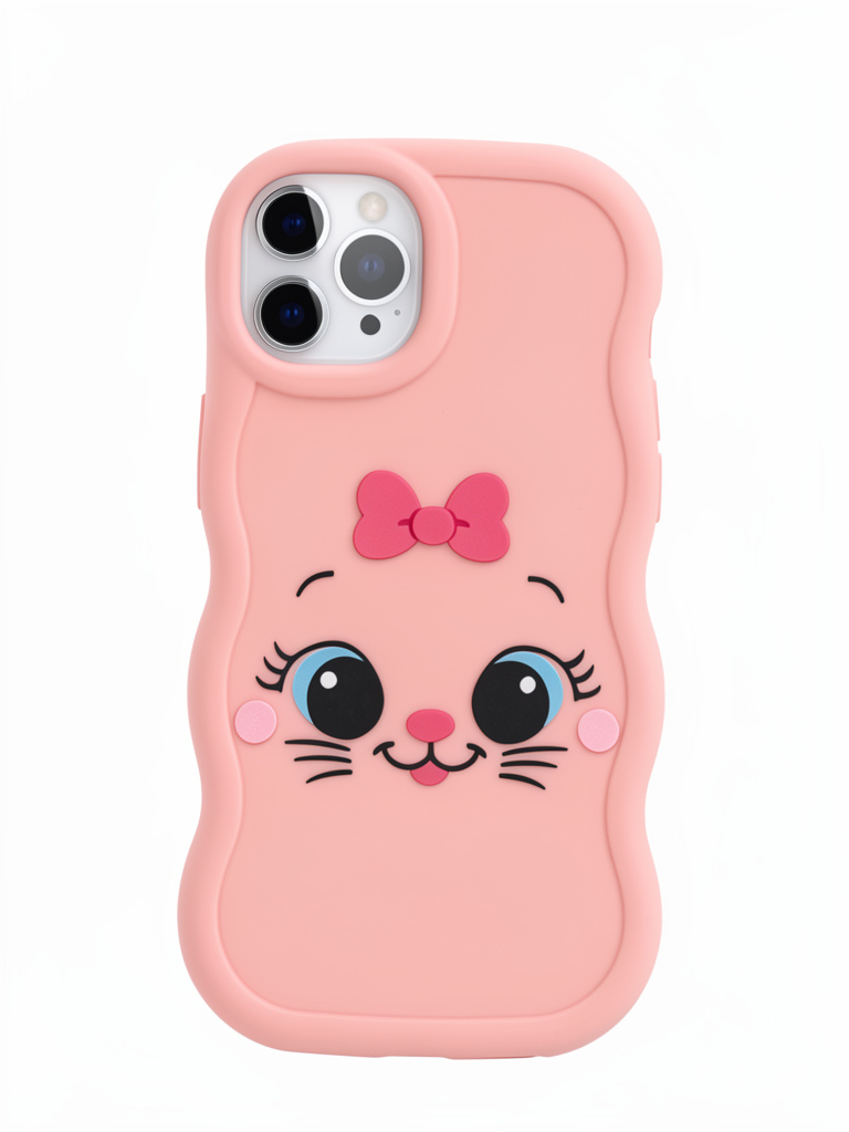 iPhone 12 normal/12 pro Funda rosa gatita