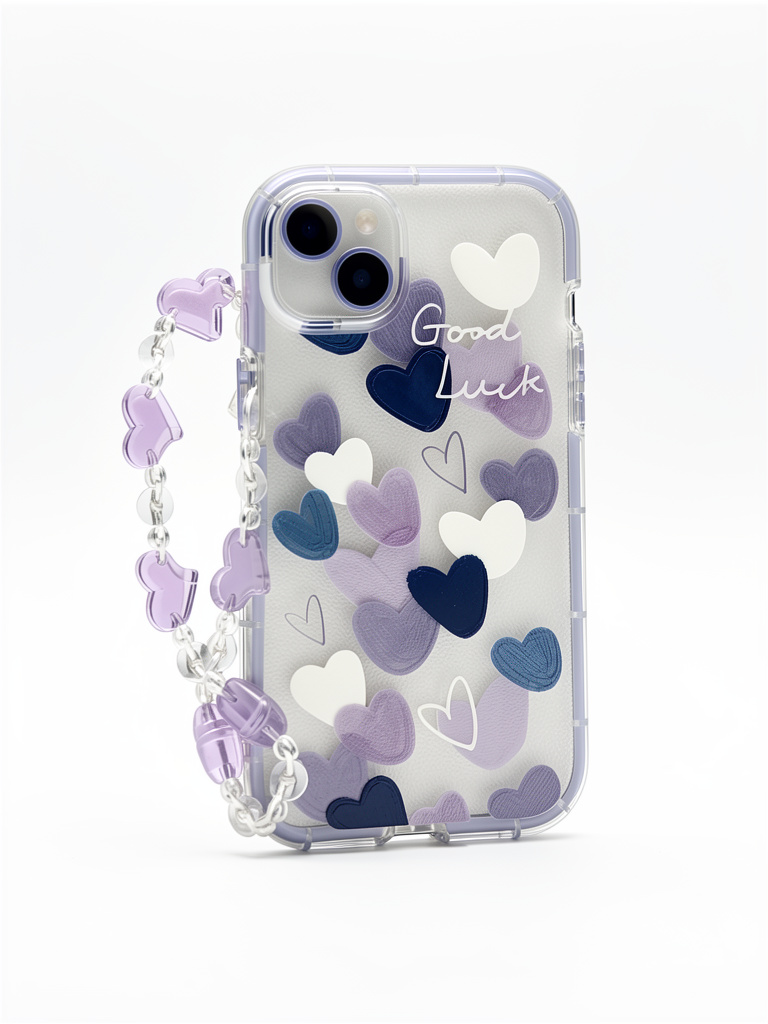 IPhone 14/15 plus lila corazones