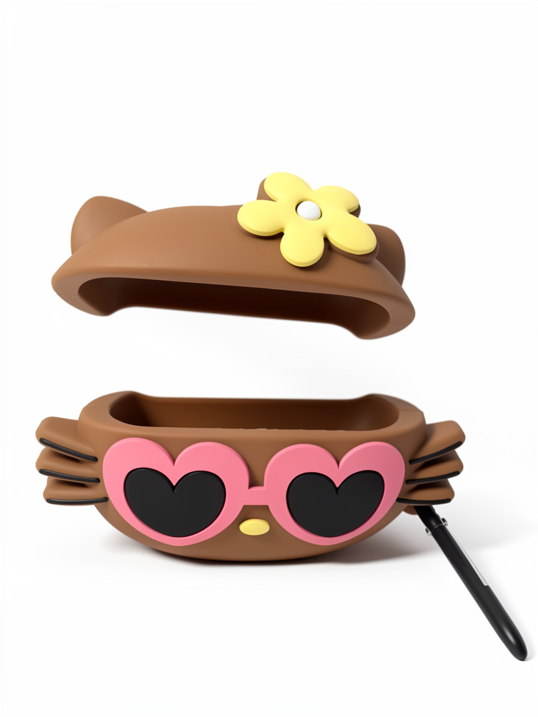 Funda AirPods pro2 marron flores y lentes