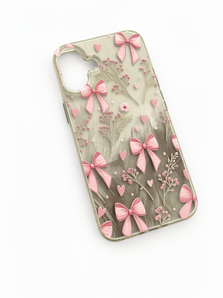 iPhone 16 plus moños rosa