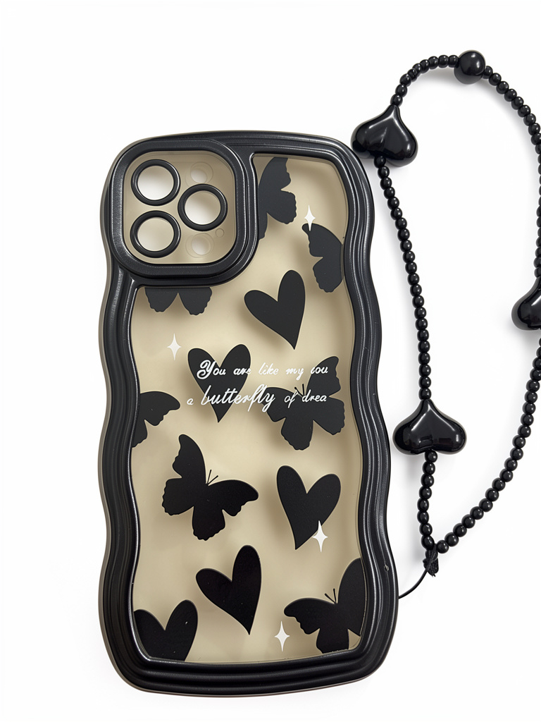 CASE 12 PRO COLGANTE CORAZONES NEGRO