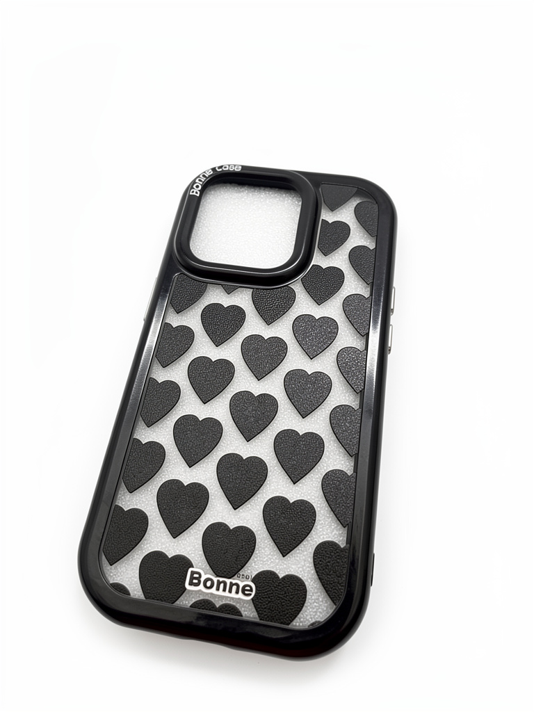 CASE 14 PRO CORAZONES NEGROS