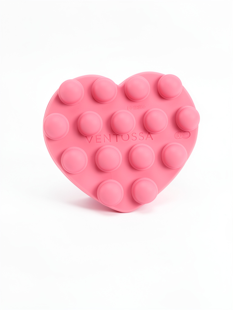 Ventosa doble  corazon rosado