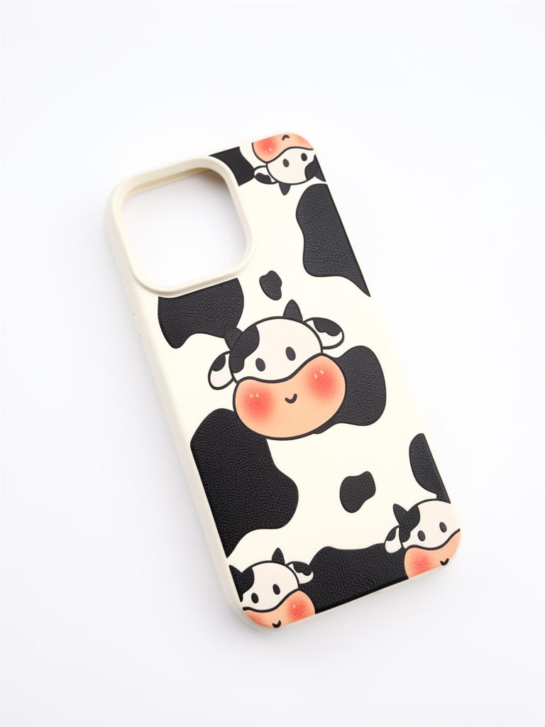 iPhone 15 pro Max Case vaca blanco