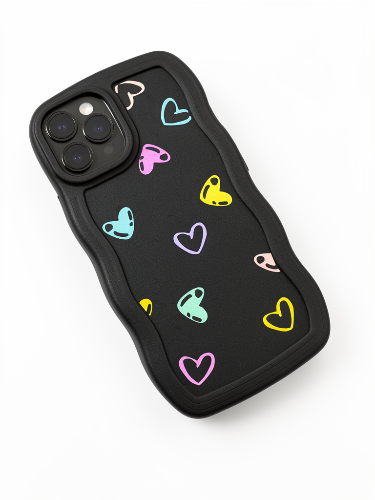 IPhone 11 pro Case negra corazones