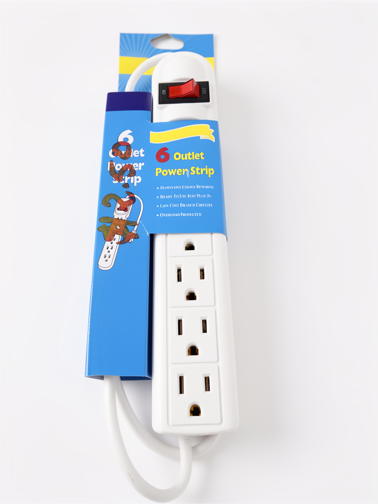 6 Outlet Power Strip blanca extensión regleta