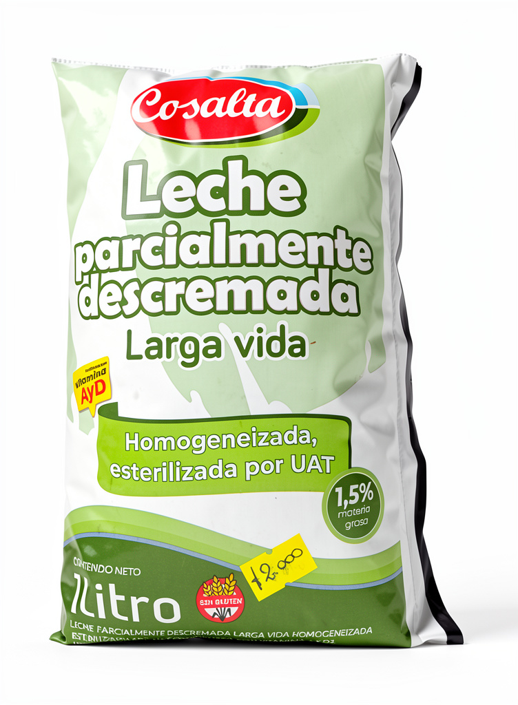 Leche parcialmente descremada con salta por un litro