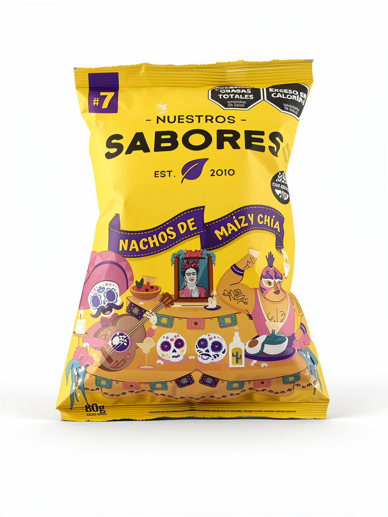 Nuestros Sabores Nachos de Maiz y Chia 80g