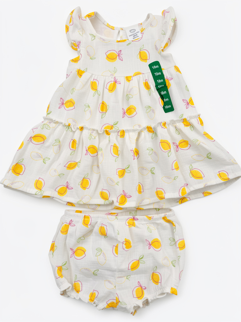 Vestido blanco limones talla: 18m