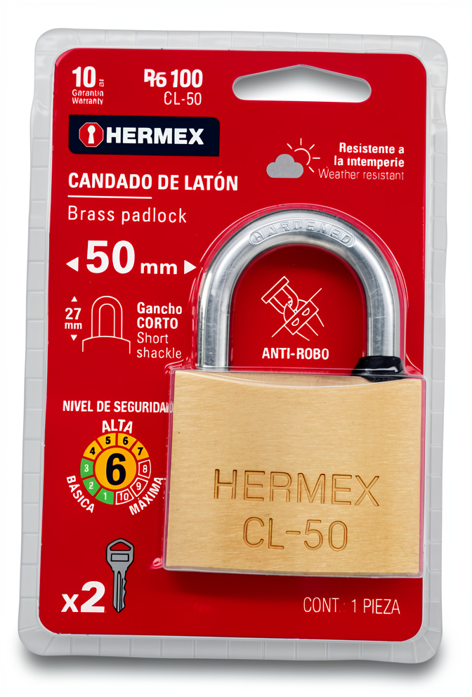 Candado de laton hermex 50 mm