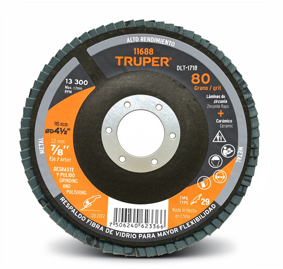 Disco laminado grano 4 1/2" truper
