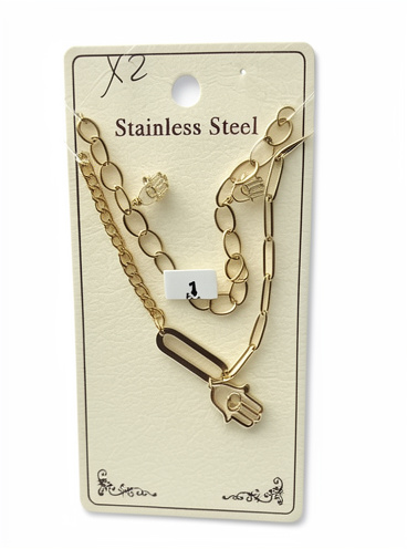 Juego en acero cadena y aretes