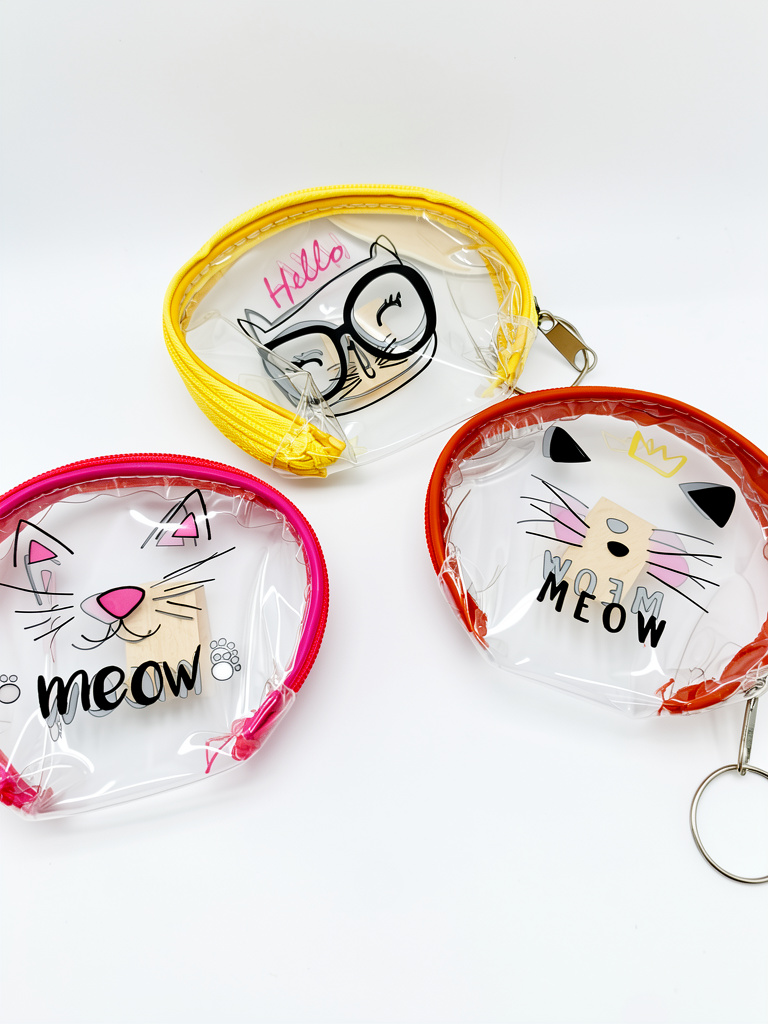 Monedero transparente de gatico