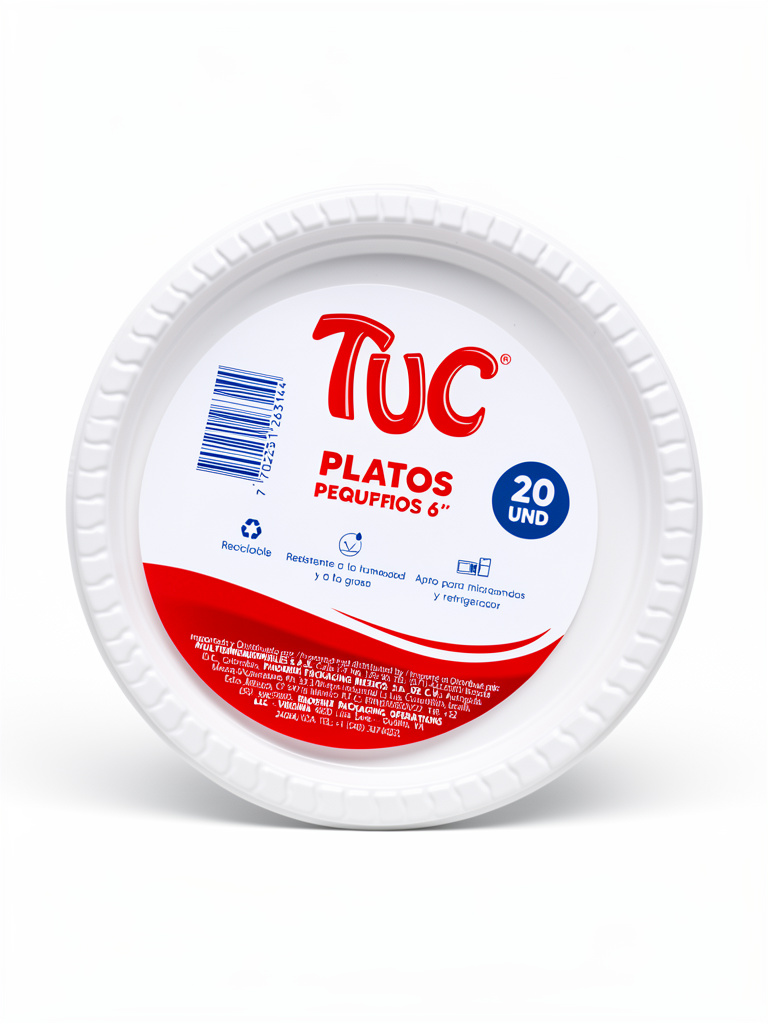 Paquete de plato  plastico pequeño  6" *20