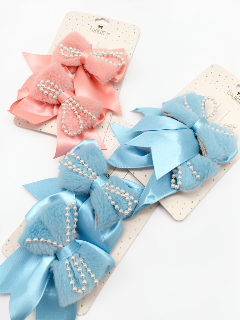 Lazos en satin y pelana en colores parteles