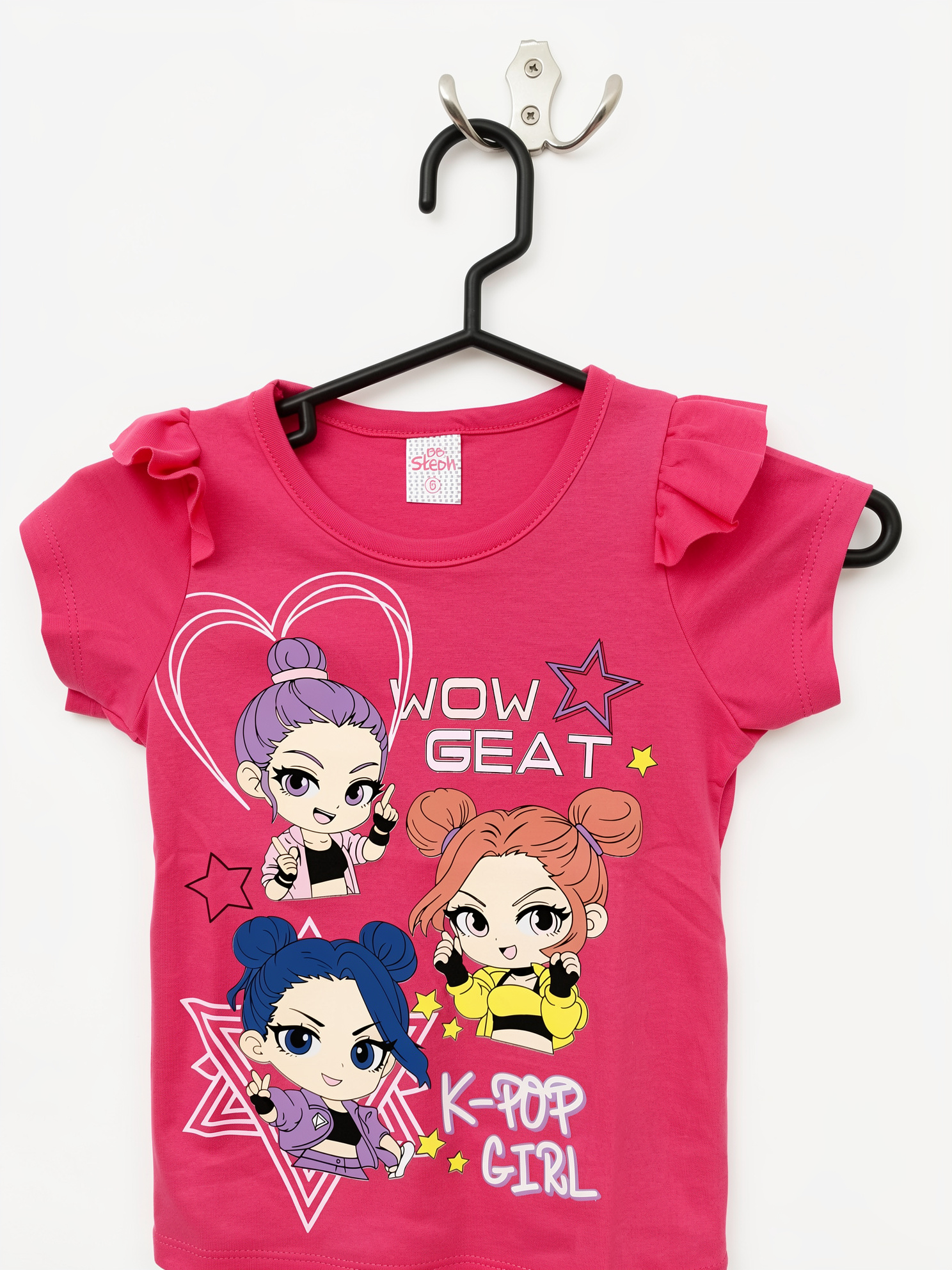 Camiseta infantil rosa con estampado K-pop Girl