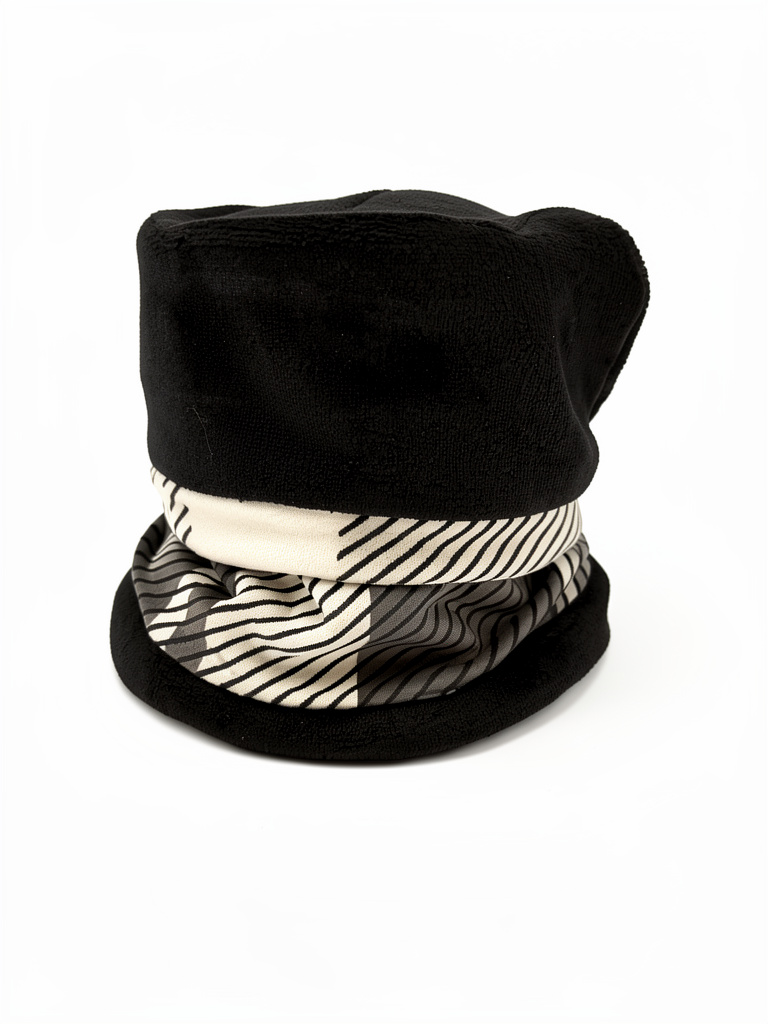 Cuello negro, gris y blanco reversibles polar