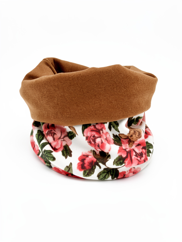 Cuello reversible floral marron plush