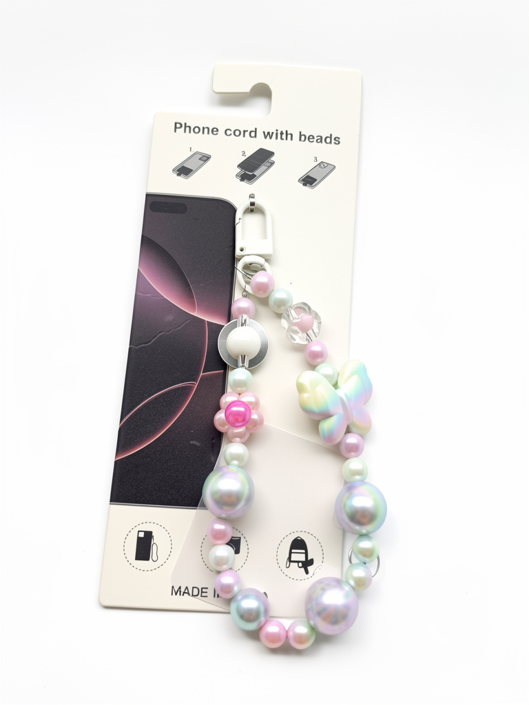 Phone cord con perlas multicolor
