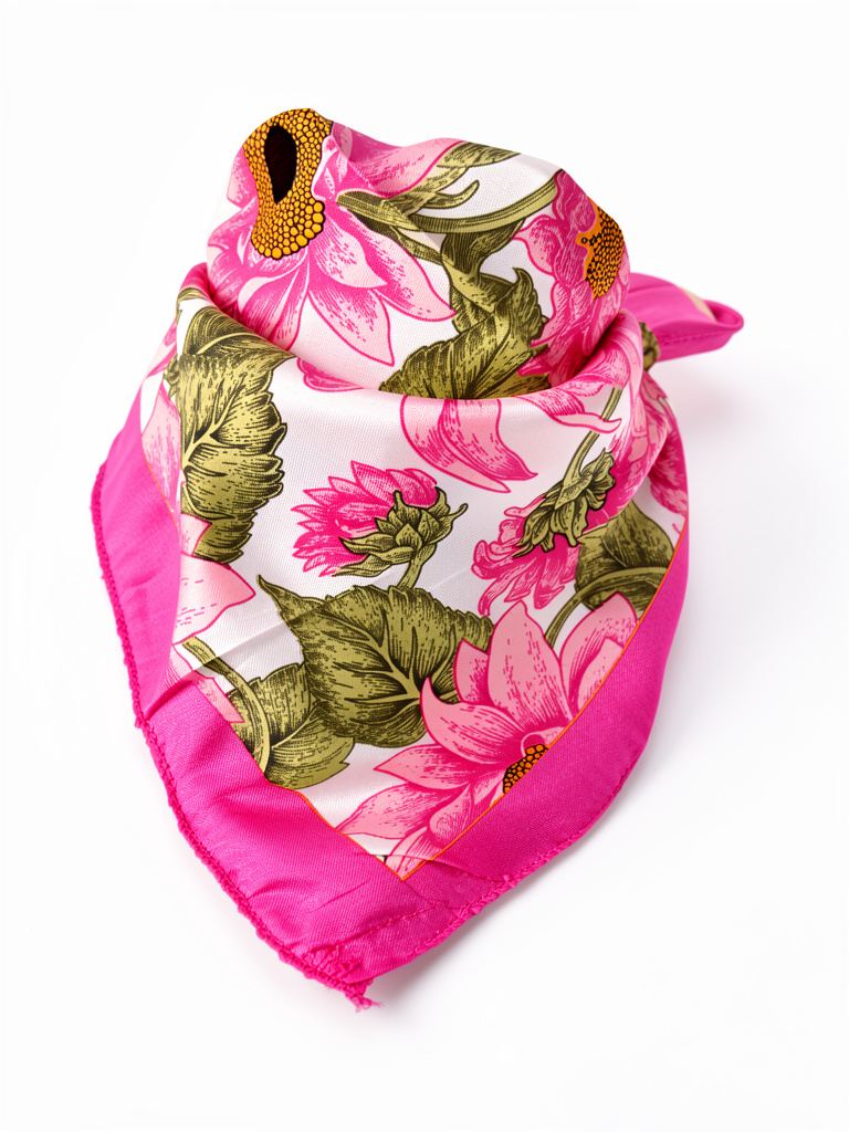 Pañuelo floral rosa 50 x 50