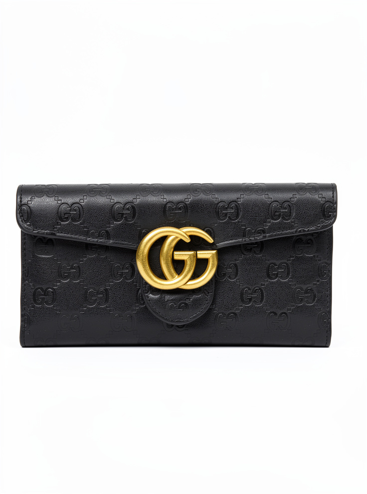 BILLETERA LARGA GUCCI DE CUERO NEGRO