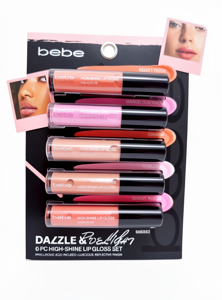 SET DE 6 BRILLOS LABIALES CON ÁCIDO HIALURÓNICO BEBE