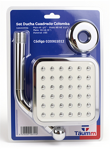 DUCHA CUADRADA C/ CAÑO CROMADO