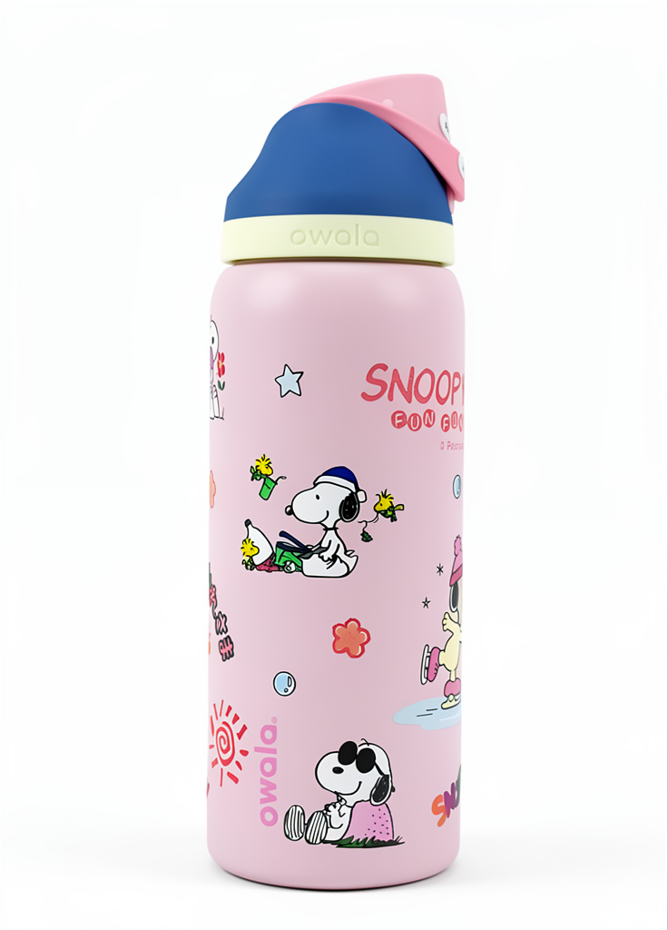 Owala Snoopy rosa tapa azul