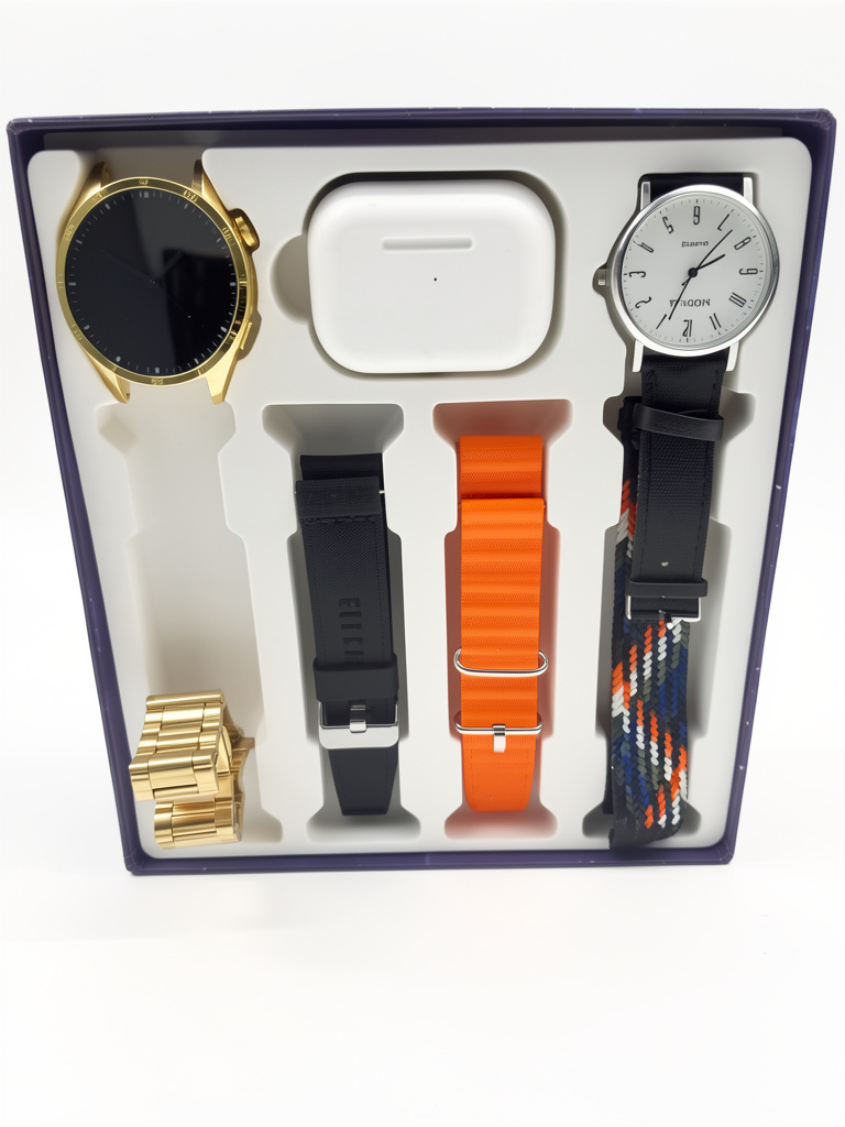 KIT Reloj smart redondo dorado C/ auricular