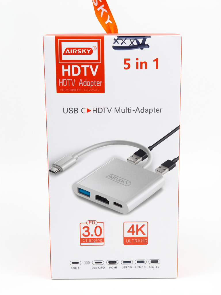 HUB 5 en 1 TIPO-C a HDMI, TIPO-C, 3x USB3.0