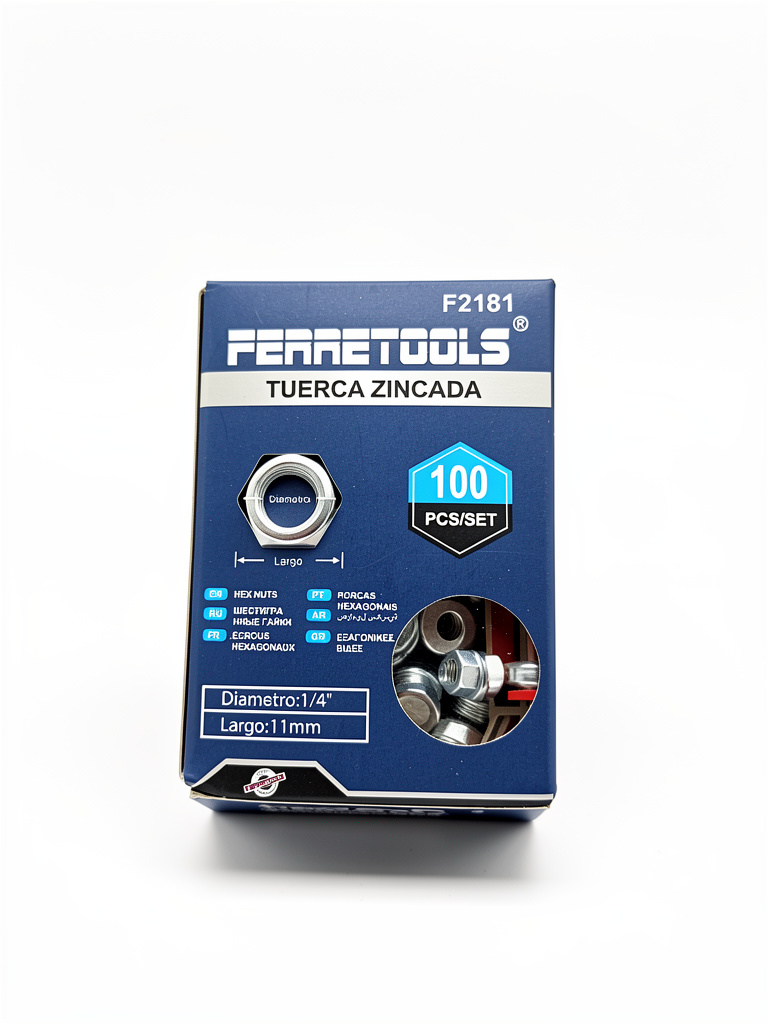 TUERCA ZINCADA 1/4 100PCS