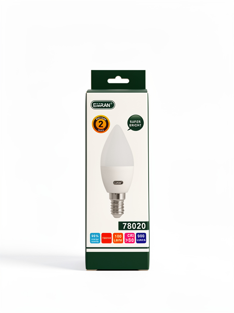 AMPOLLETA LED 5W TIPO VELA LUZ CALIDA