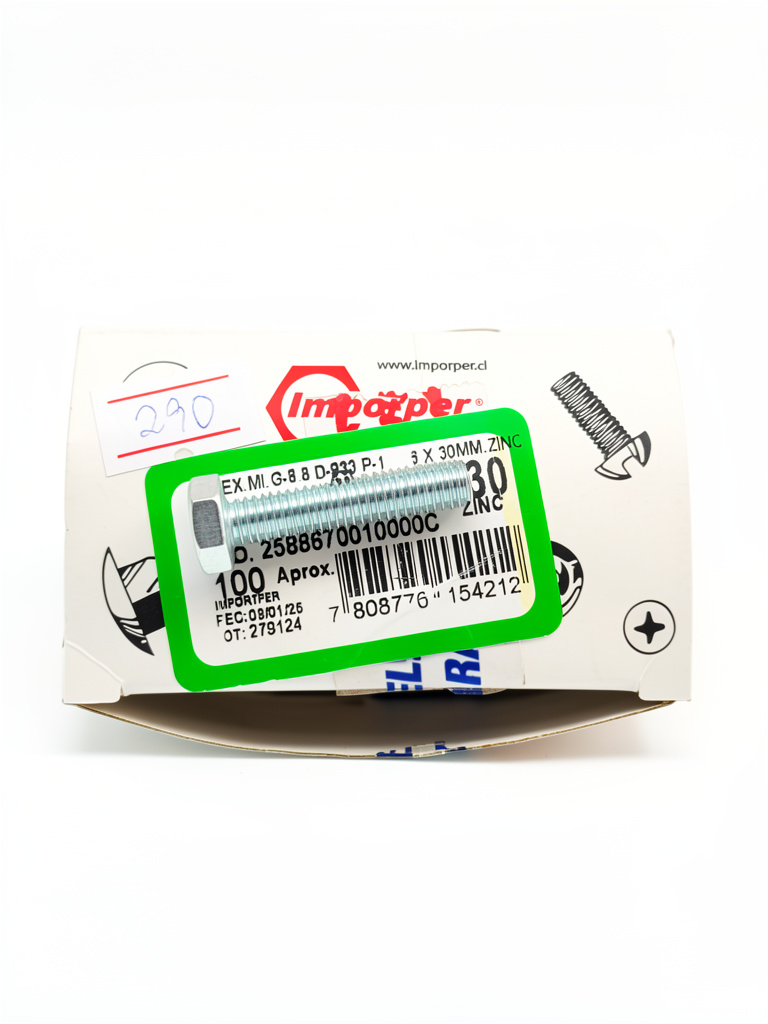 PERNOS HEX. ZINC 6x30mm UND