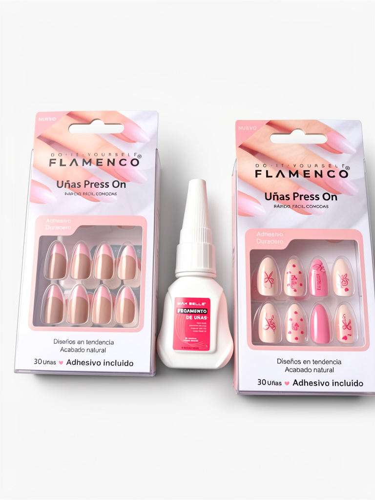 Uñas Press On y pegamento para uñas