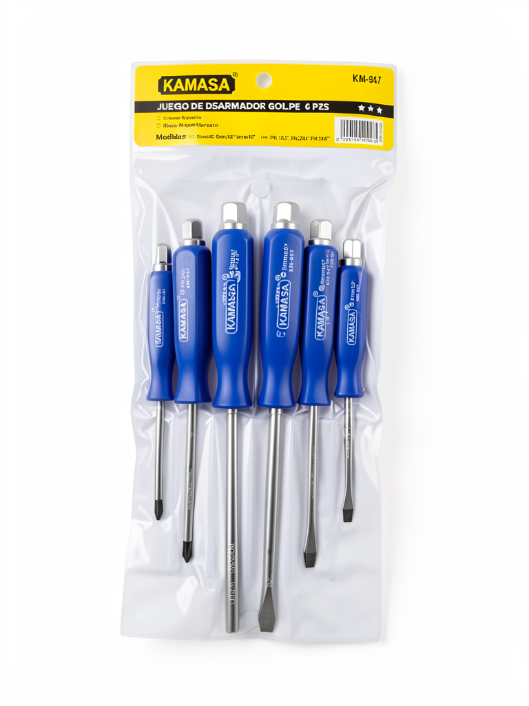 JUEGO DE DESARMADORES DE GOLPE 6 PCS KAMASA