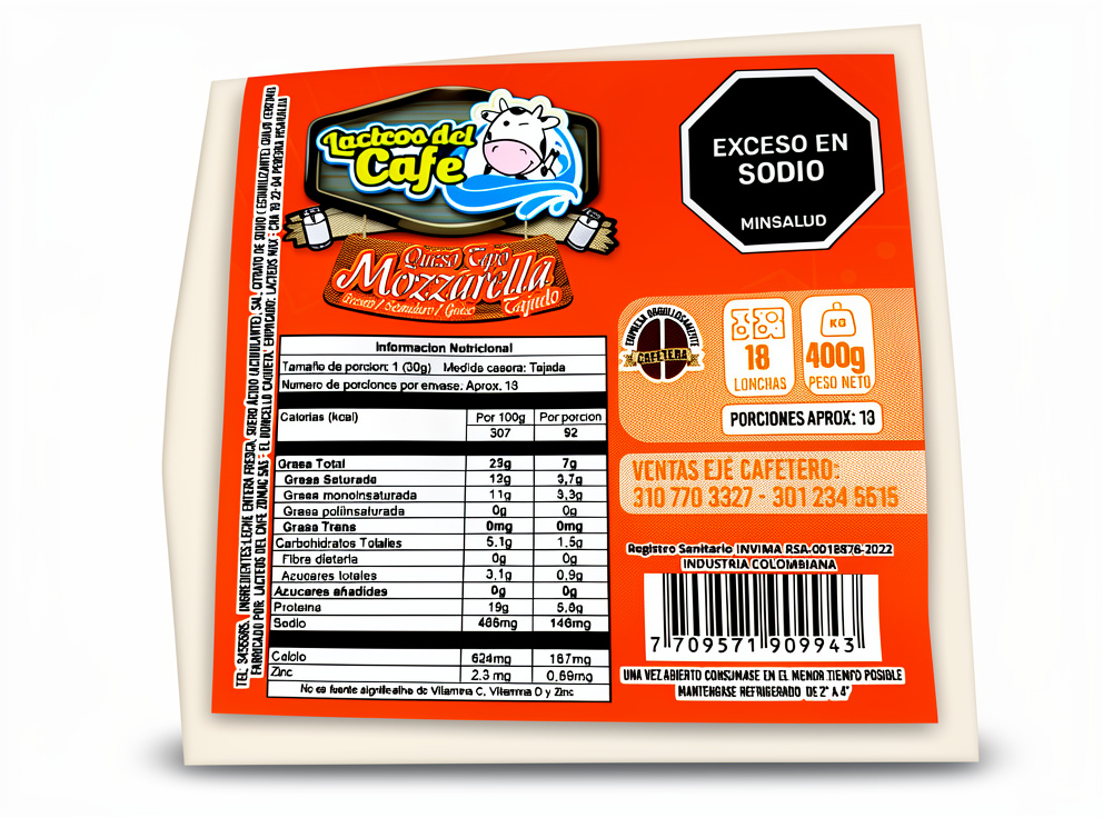 QUESO TAJADO 400G LACTEOS DEL CAFÉ