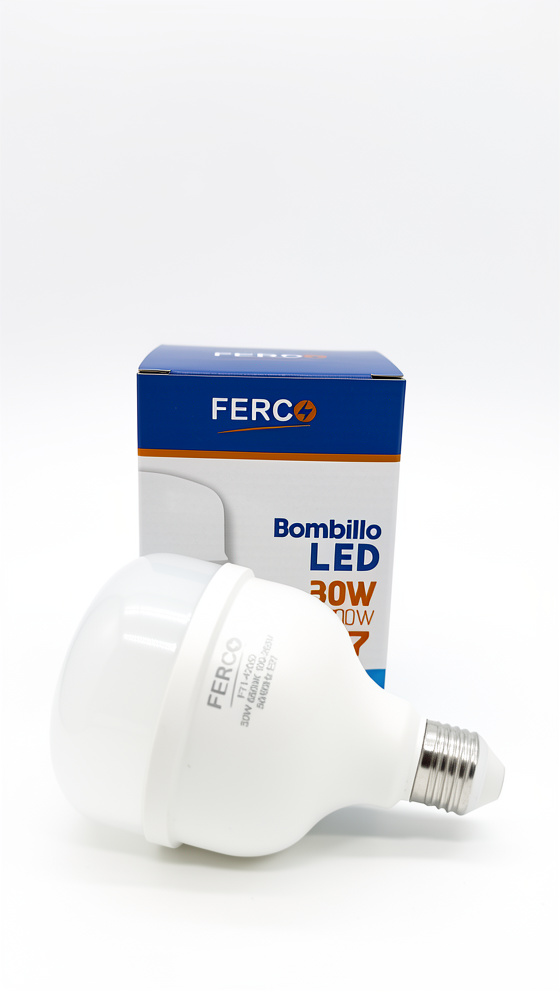 BOMBILLO AHORRADOR LED KING HAT 30 W. E-27 (100- 265V) 6500K. FERCO