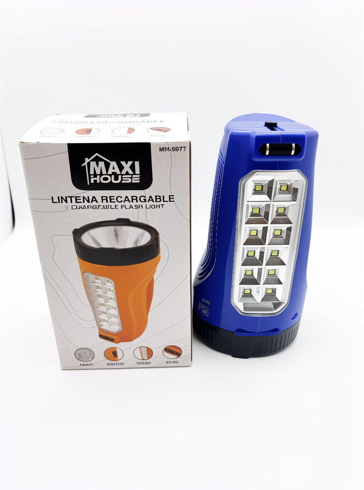 LINTERNA PLASTICA RECARGABLE 2 en 1, LED 1 W. MAXI HOUSE