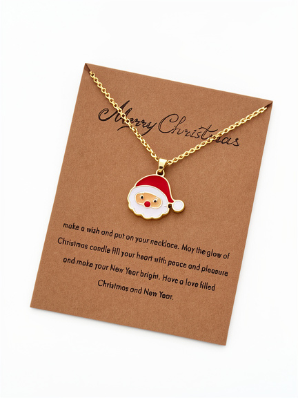 Collar colgante de tarjeta de papel de aceite con diseño de Papá Noel