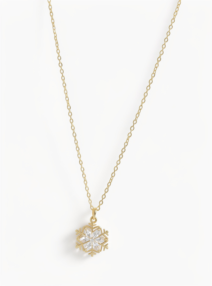 collar con colgante de cubos de circonia cúbica con diseño de copo de nieve