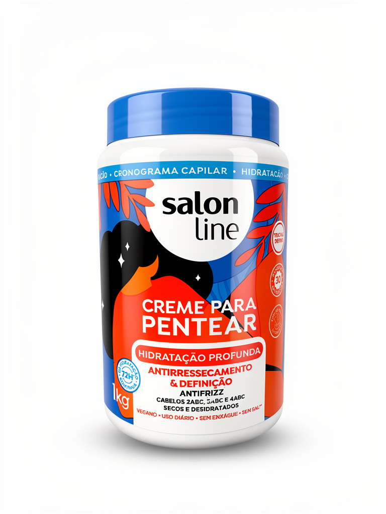Salón Line crema para peinar celeste